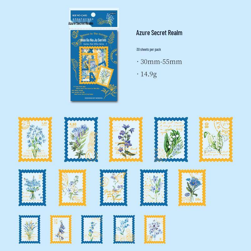 Mò Mò Stamp Hot Stamping PET Waterproof Sticker Pack - Garden Post Office Series for Journal Decoration (6 Styles)