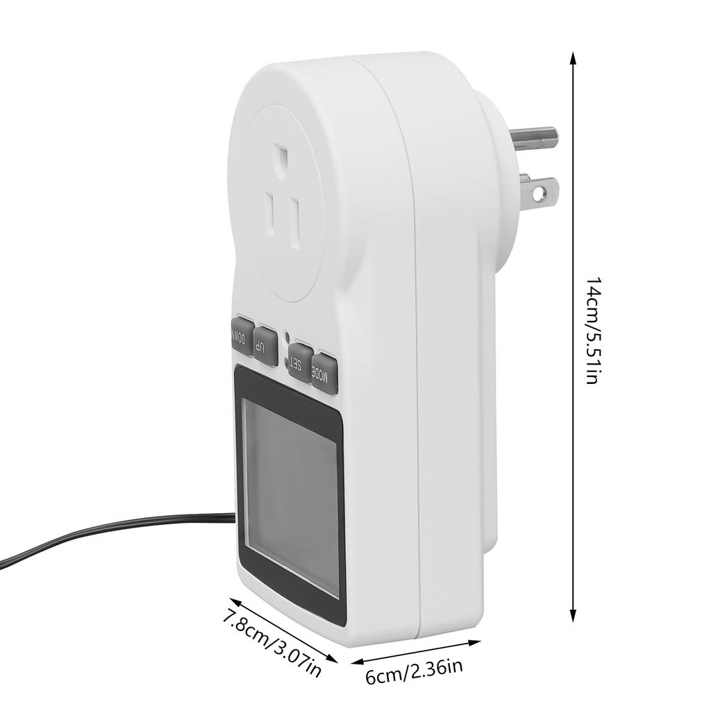 110V Digital Thermostat Outlet Plug,Temperature Controller Socket Heating Cooling Screen Lock Protection/Memory Function