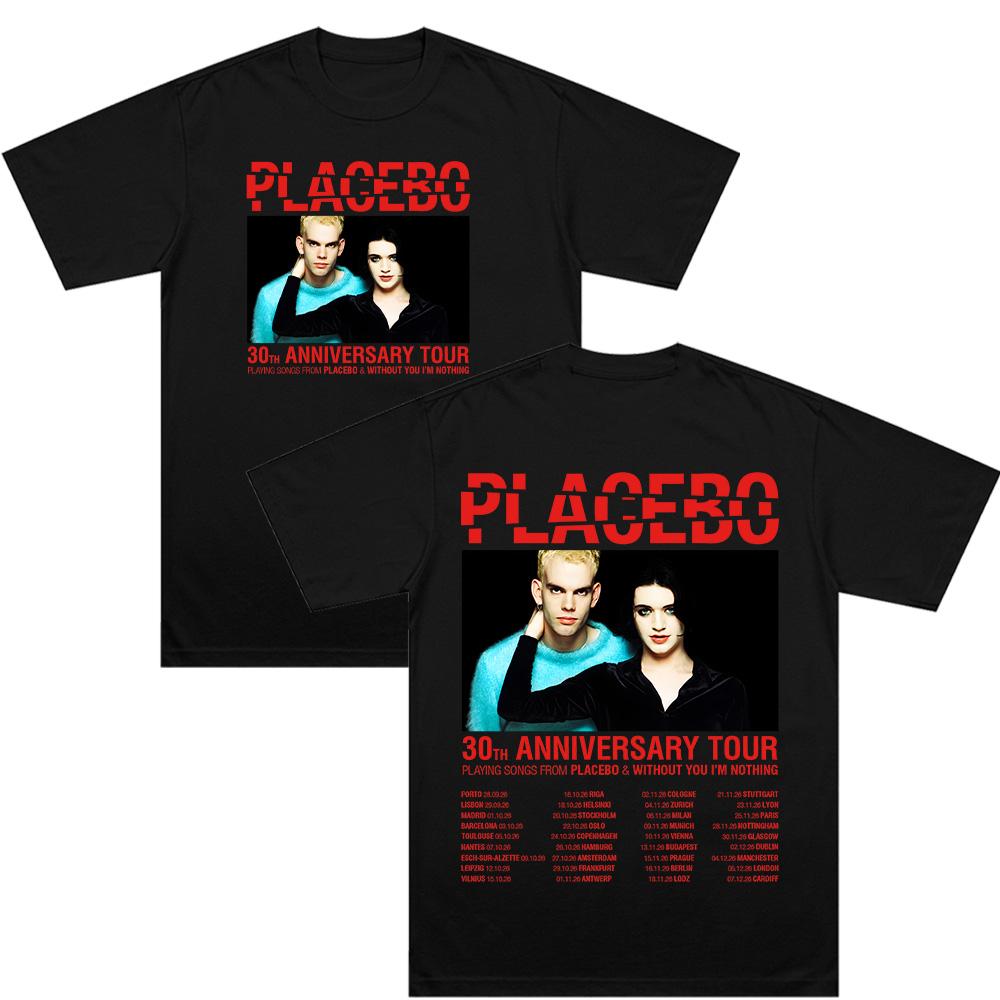 

Placebo 30-летний Юбилейный Тур Графические Футболки Харадзюку Альтернативный Метал Рок Группа Хлопковая Одежда Женщины Мужчины Круглый Вырез Удобная Футболка XS чёрный