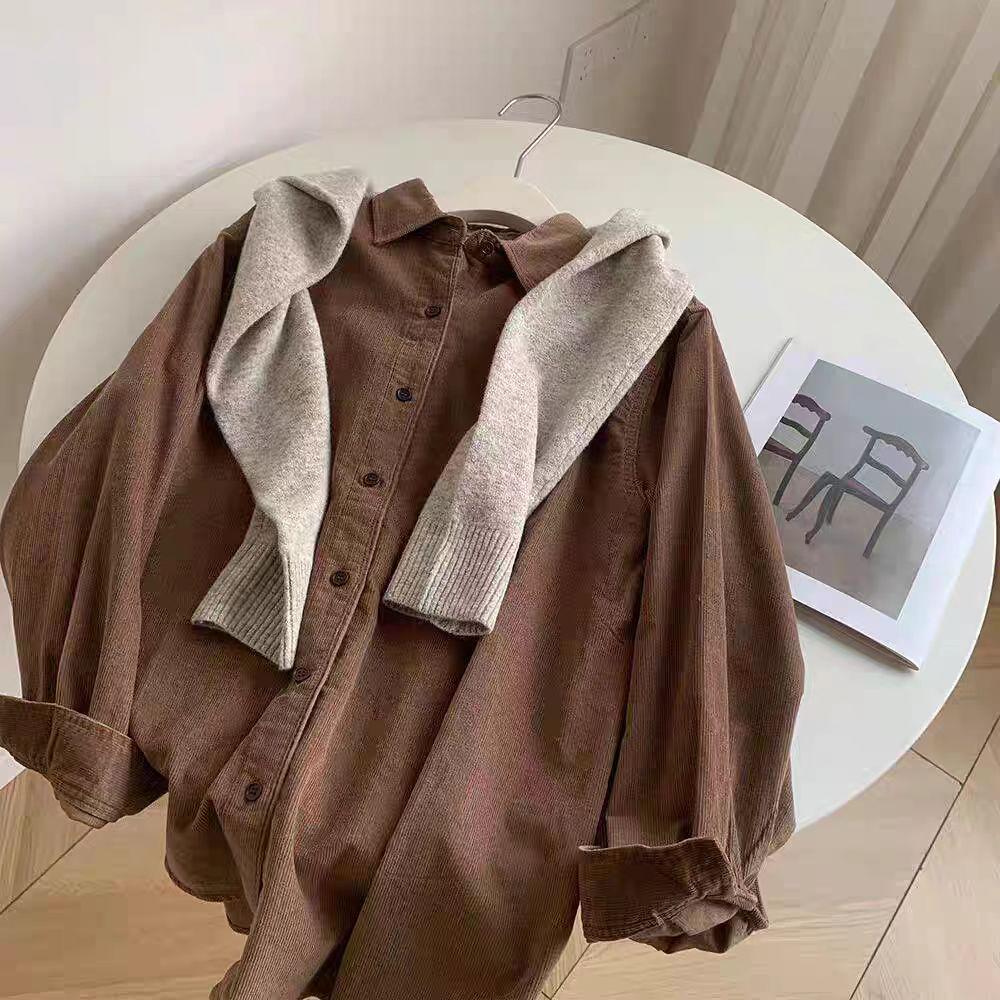 Retro Purple Corduroy Long-Sleeve Women's Shirt Jacket for Fall/Winter 2025