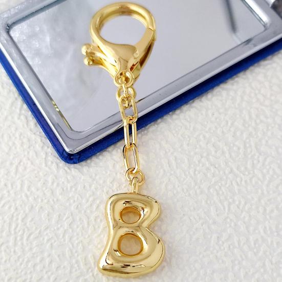 Letter Keychain Mini 3D Alphabet Charm Matte Glossy Golden Plating Key Chain with Lobster Clasp Bags Keys Bracelets Accessories