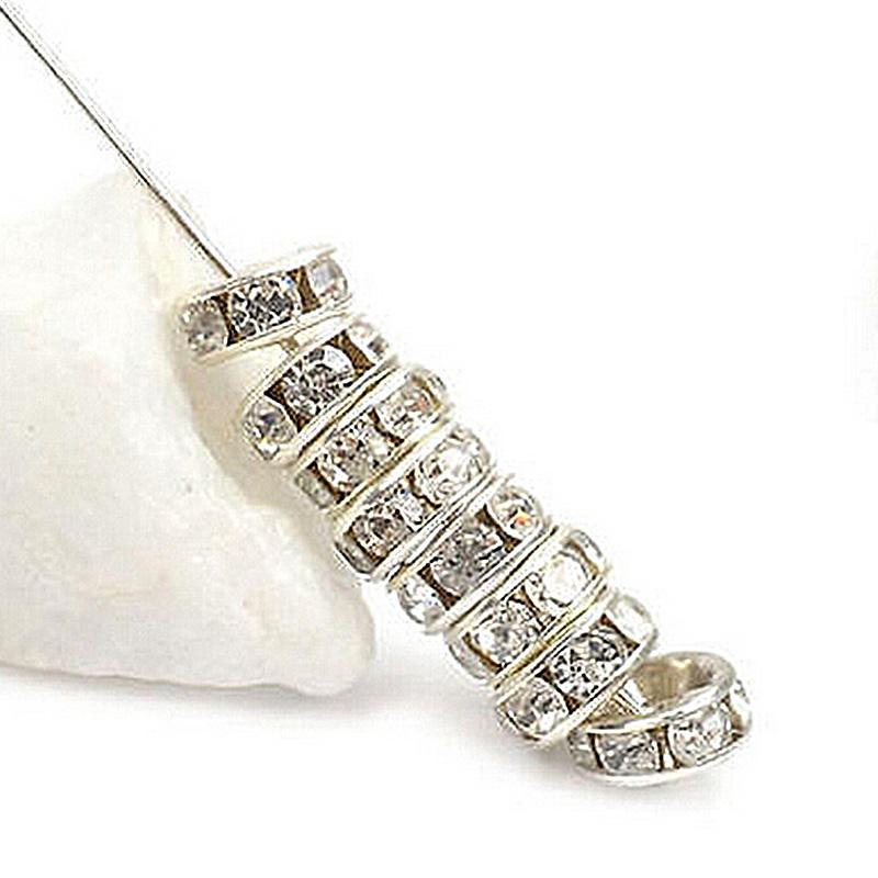 50Pcs Diamond-Encrusted Wheel Spacer, 8mm Bead Spacing, DIY Material, Handmade Jewelry Accessory For Bracelets And Necklaces