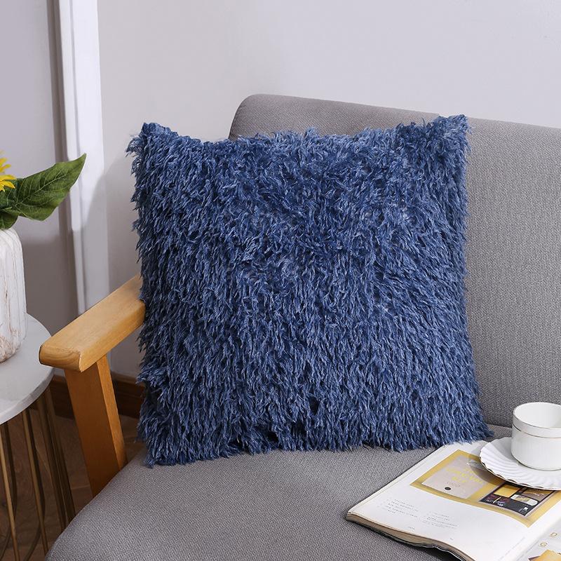 Solid Color Plush Pillow Ins Nordic Office Sofa Cushion Cover Down Feather Bedside Cushion