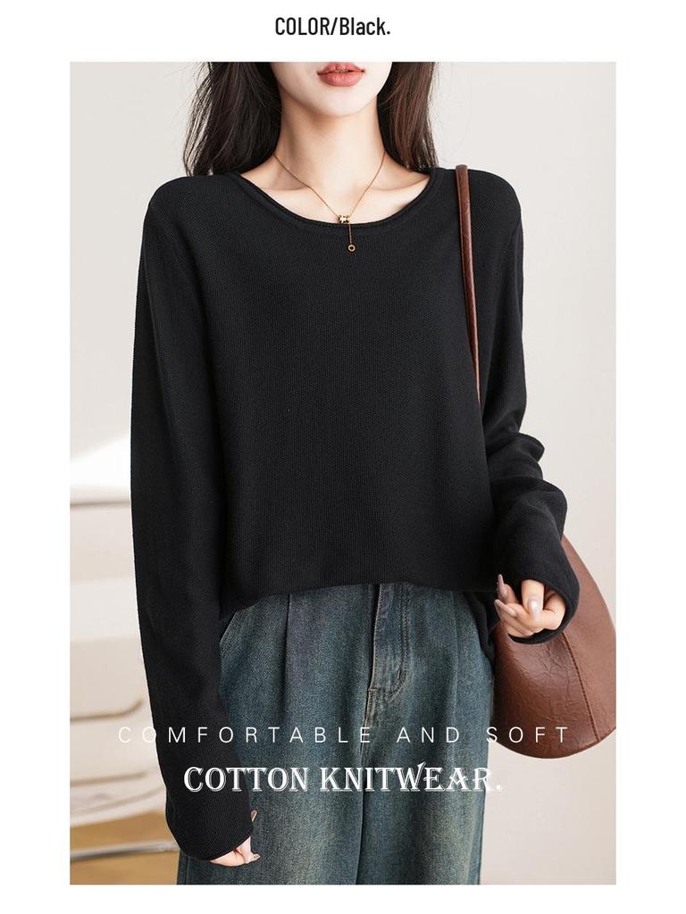 100% Reine Baumwolle Damen Strickpullover - Zart, Hautfreundlich, Lockere Passform, Übergröße, Frühling/Herbst Stil