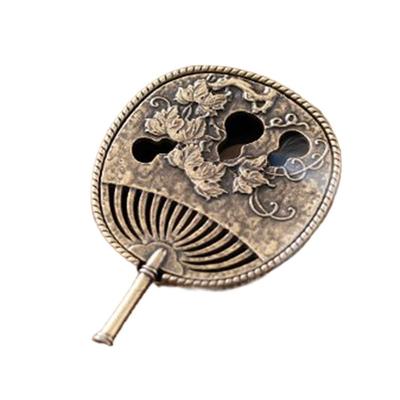 Cute Gourd Fan Incense Holder Elegant Zinc Zinc Alloy Incense Ornaments Retro Pipa Incense Tray  Tea Ceremony