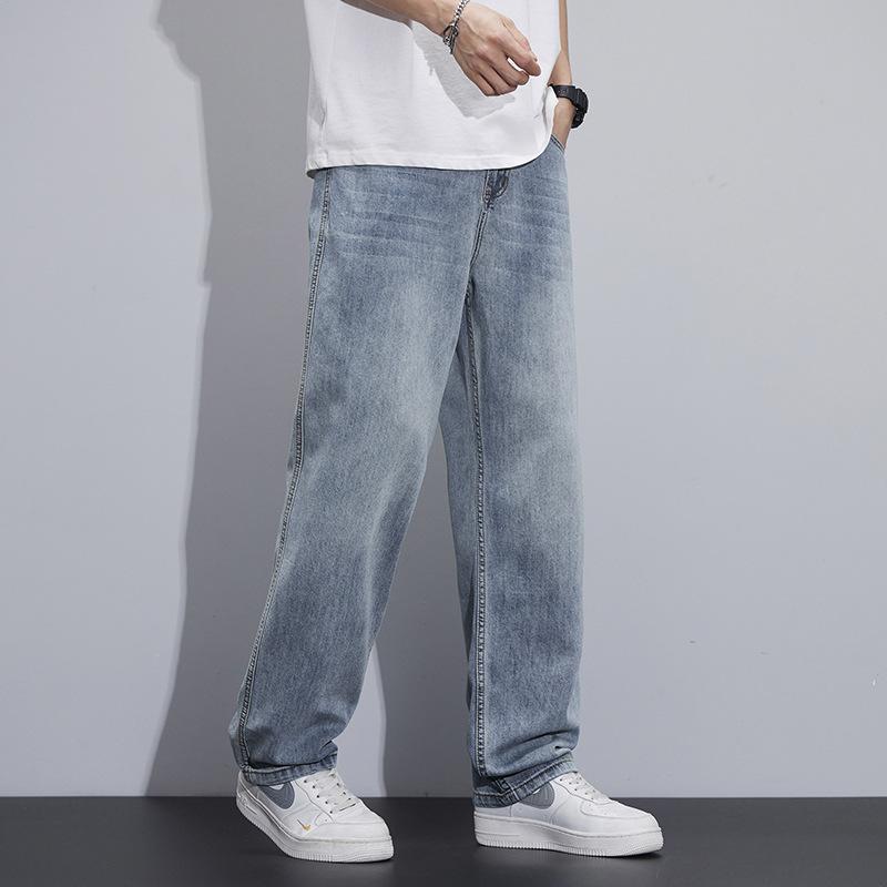 Retro Rovné Džíny Pro Muže Na Jaro A Léto Americký Hong Kong Styl Volné Trendy Značka Rovné Všestranné Mladistvé Džínové Kalhoty
