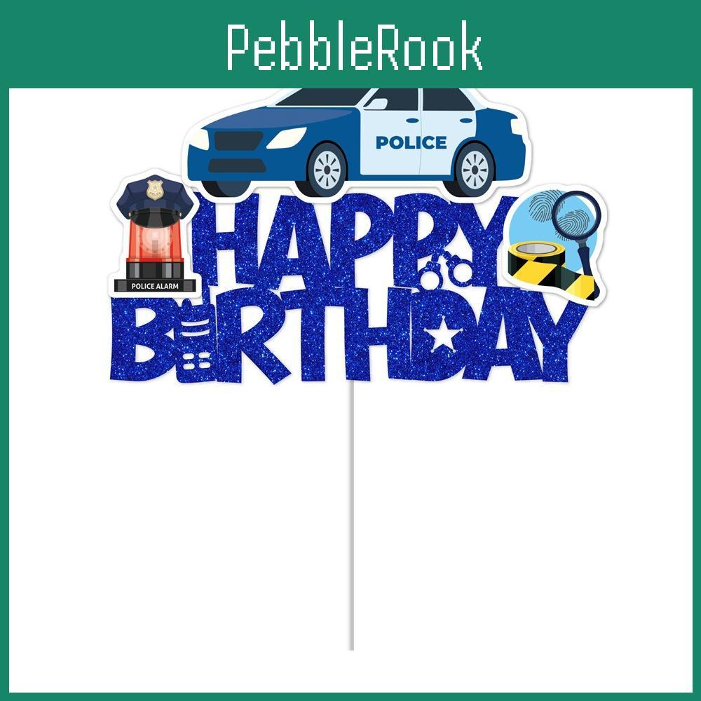 Police Birthday Cake Decor Plugin Pack With Paper Insert For Party And Photo Props