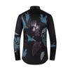 Cozy Up Men's Hipster Printed Slim Fit Long Sleeve Button Up Satin Dress Shirts