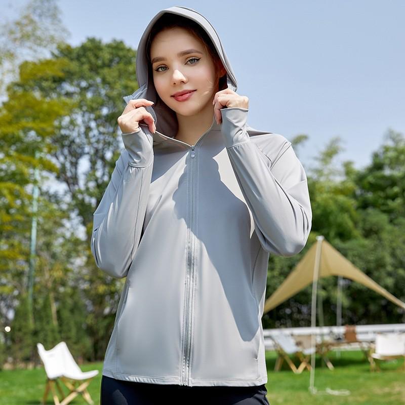 

Женская куртка из ледяного шелка с защитой от УФ-лучей 2024 - Дышащая, солнцезащитная, охлаждающая одежда для улицы X-Large темно-серого