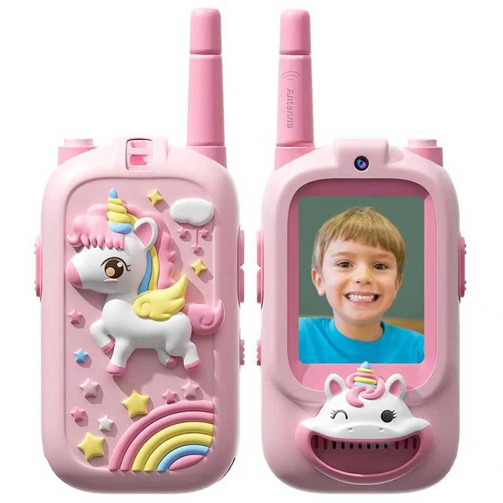 Video Walkie Talkies for Kids 2 Pack Rechargeable Toddler Toys for Indoor Camping Travel Birthday Gfits for Kids Ages 3-12