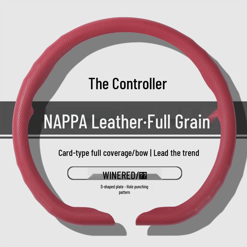 Premium Nappa Leather Steering Wheel Cover - Anti-Slip, Breathable, Ultra-Thin, All-Season