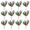 12Pcs Xmas Artificial Berry Branches Ornaments Holiday Pine Cone Picks Decor 23cm L Red