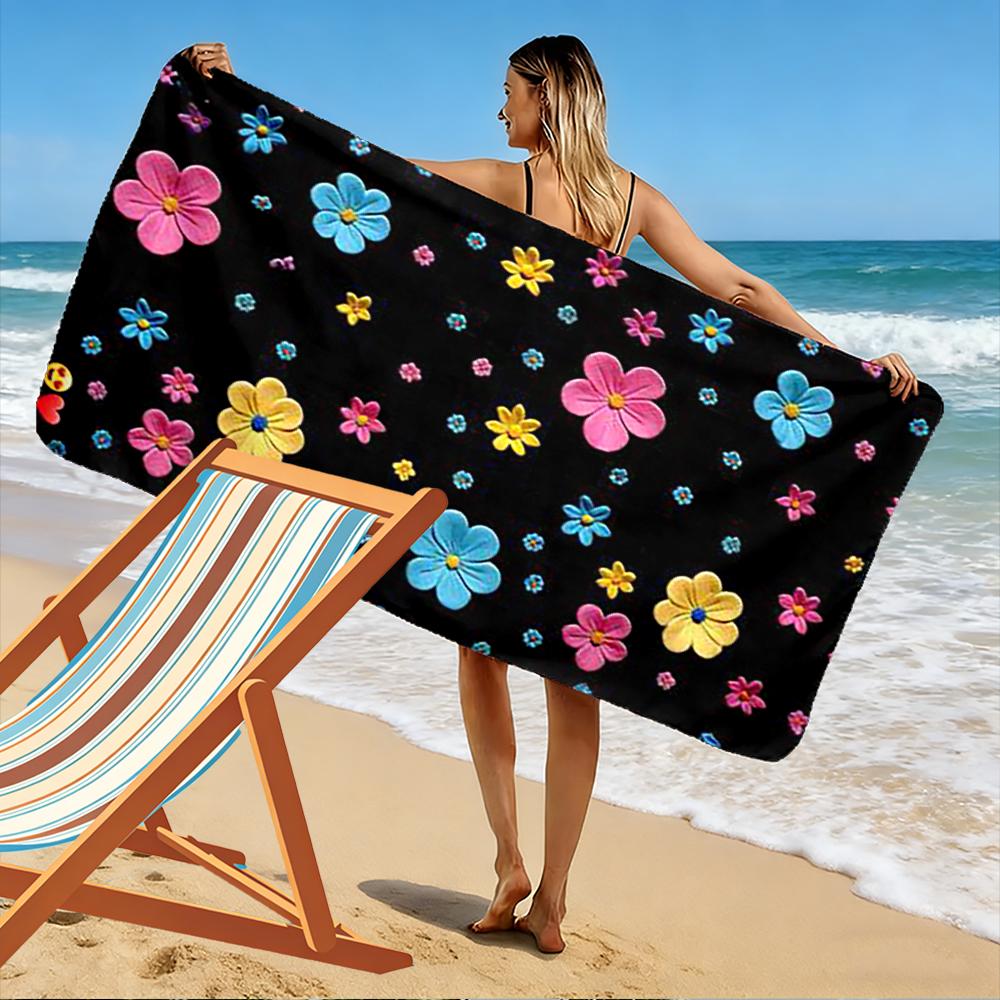 Colorful Floral Pattern Beach Towel Beach Towel Quick-drying for Travel Outdoor Sports Jogging Beach and Swimming