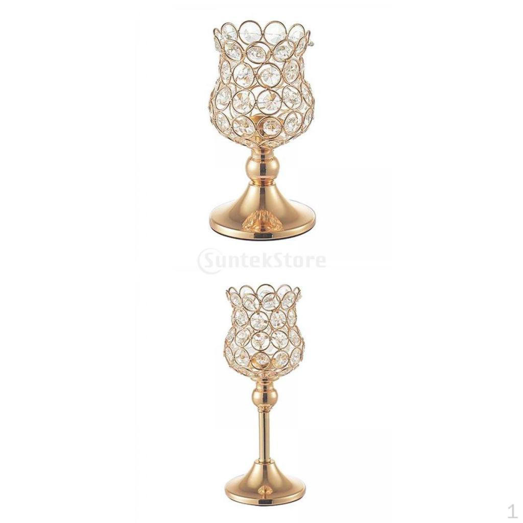 2x Crystal Candle Lantern Candlestick Candle Holder
