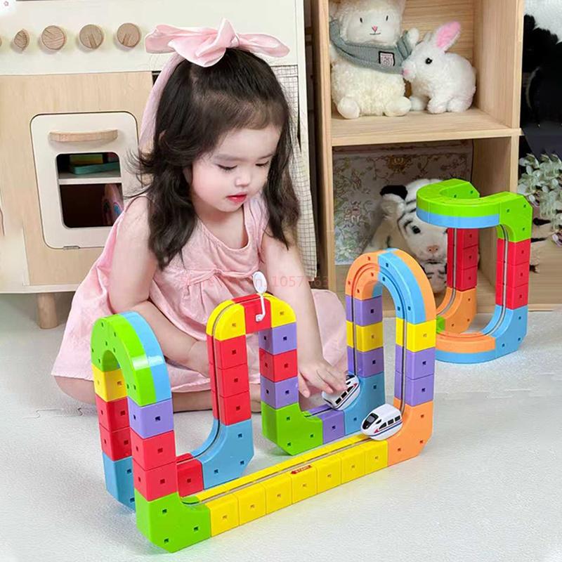 In Stock Electric Magnetic Track Set With Anti-Gravity Vehicles - 100+ Pieces Stem Building Toys, Creative Diy Railway Gift Toys