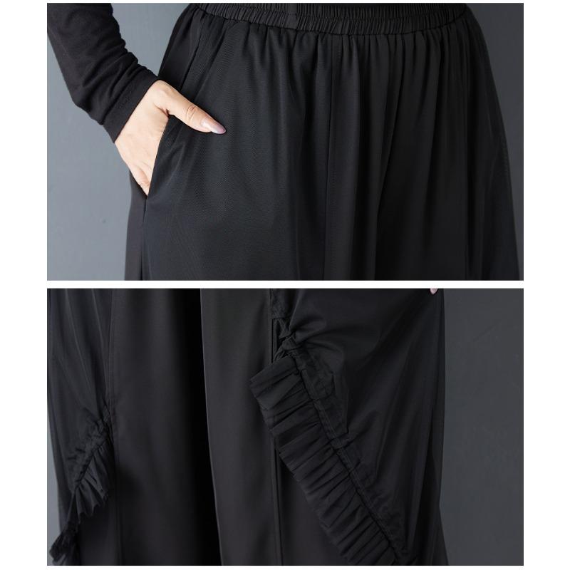 DIMANAF Plus Size Women New Long Pants Black Loose Trousers Big Size Casual Spring Autumn Bottoms Fashion Lady