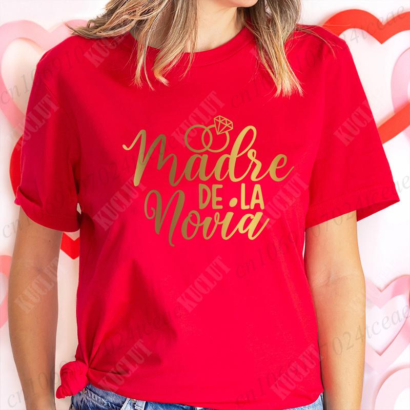 Spanish Printing Father Mother of The Bride T-shirt Team Bride Maid T-shirt Bridal Shower Wedding Bachelorette Party Y2k Tops