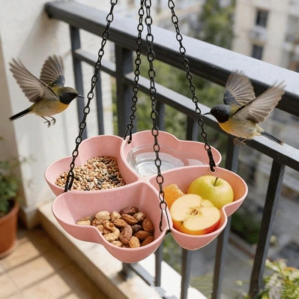 Large Capacity Hanging Bird Feeder Flower Shaped Bird Water Drinker Outdoor Garden