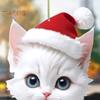 Cat Kitten Pendant with Hat Car Rearview Mirror Hanging Ornament Decor Acrylic Cartoon Car Interior Decoration Christmas Gift