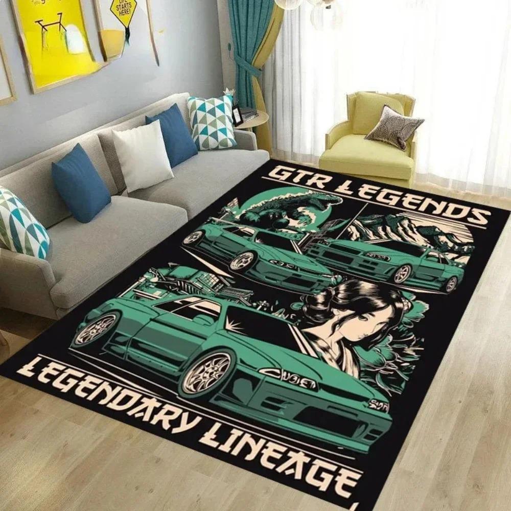 Tappeto Stampato Auto da Corsa Vintage Tappeto Multifunzione Antiscivolo per Soggiorno Ingresso & Corridoio Decorazione Pavimento Decorazione Camera da Letto