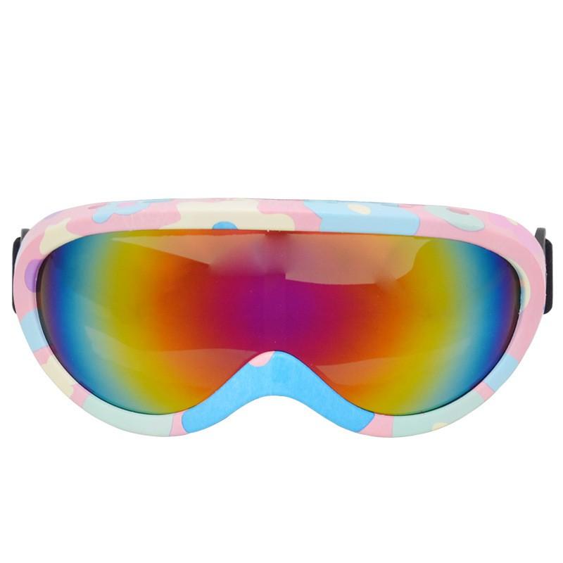 Single-Layer Ski Goggles Snowboarding Cycling Windproof Protective Eyewear Adult Unisex Outdoor Sports Gear Pink-Blue