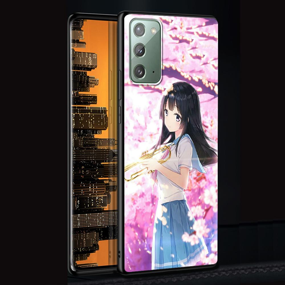Anime Plum Cherry Blossom Girl Case for Samsung Galaxy Note 20 Ultra 10 Lite 9 8 A12 A52 A51 S20 FE Black Soft Phone Coque