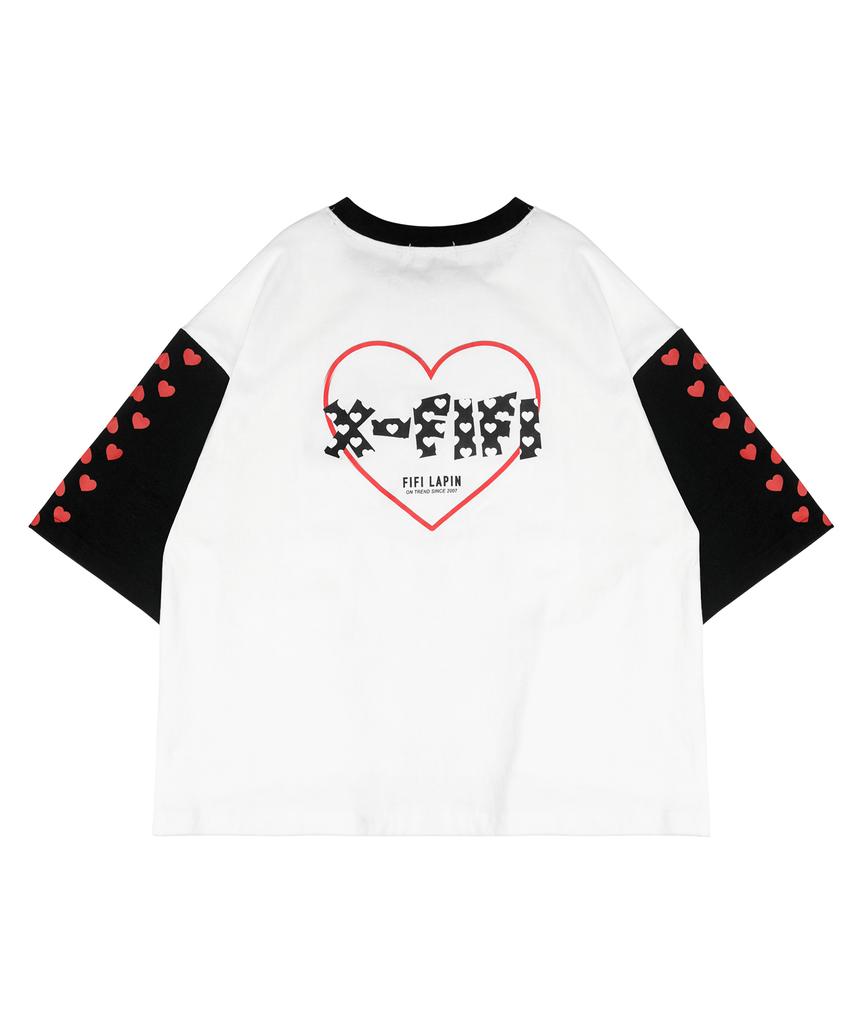Pipilapin Color-Blocked Sleeves Oversized Short Sleeve T-Shirt/Fs8Wts15F White