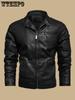 Vintage-Inspired Men's Faux Leather Jacket - Windproof, Warm Fleece Lined, Multi-Pocket Design for Motorcycle Riding & Casual Wear