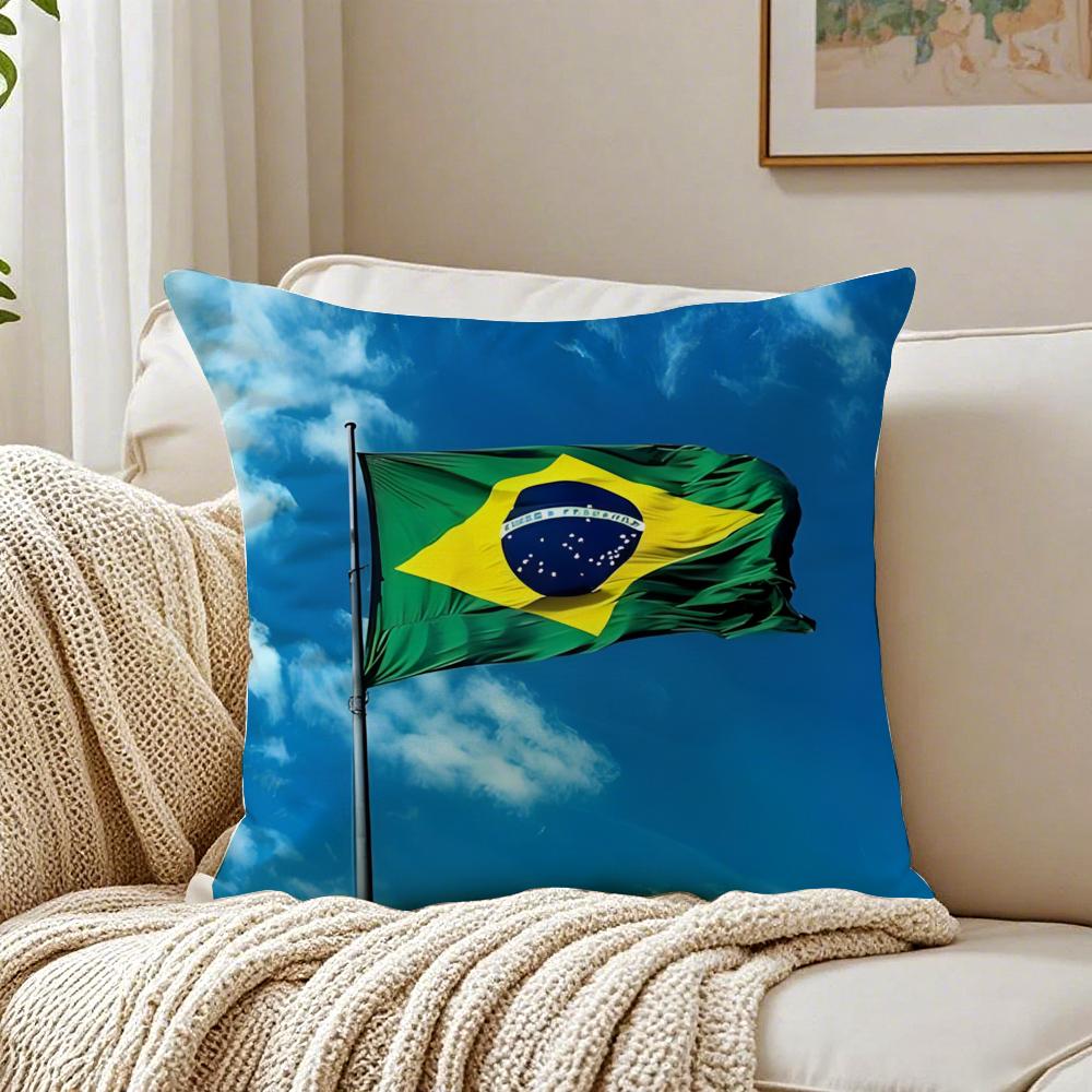 Fashion Casual Minimal BBrazil icon Cushion Cover Linen Pillowcase Soft for Sofa Bed Home Room Decor