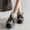 Stylish Faux Fur Women's Winter Snow Boots, Anti-Slip Thick Bottom Snow Boots with Plus Velvet and Big Head Cotton Boots