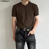 INCERUN Men Summer Short Sleeve Casual Fitted Tops T-shirts