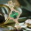 Four-Leaf Clover Women's Luminous Chalcedony Bracelet Watch - Fashionable, Waterproof, High-End Quartz Design.
