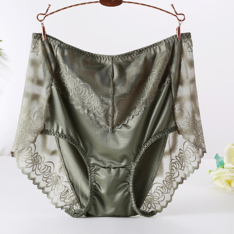 Women's Plus High Lingerie Waist Sexy Knickers Lace Hollow Mesh Briefs Underwear Panties