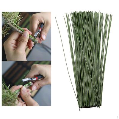 100x Blumendraht 24cm für Floristen DIY Blumenstrauß Zweig Stiel Kunsthandwerk Material Grün