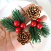 10Pcs Christmas Artificial Flower Red Berry Pine Cone Holly Xmas Party Decor