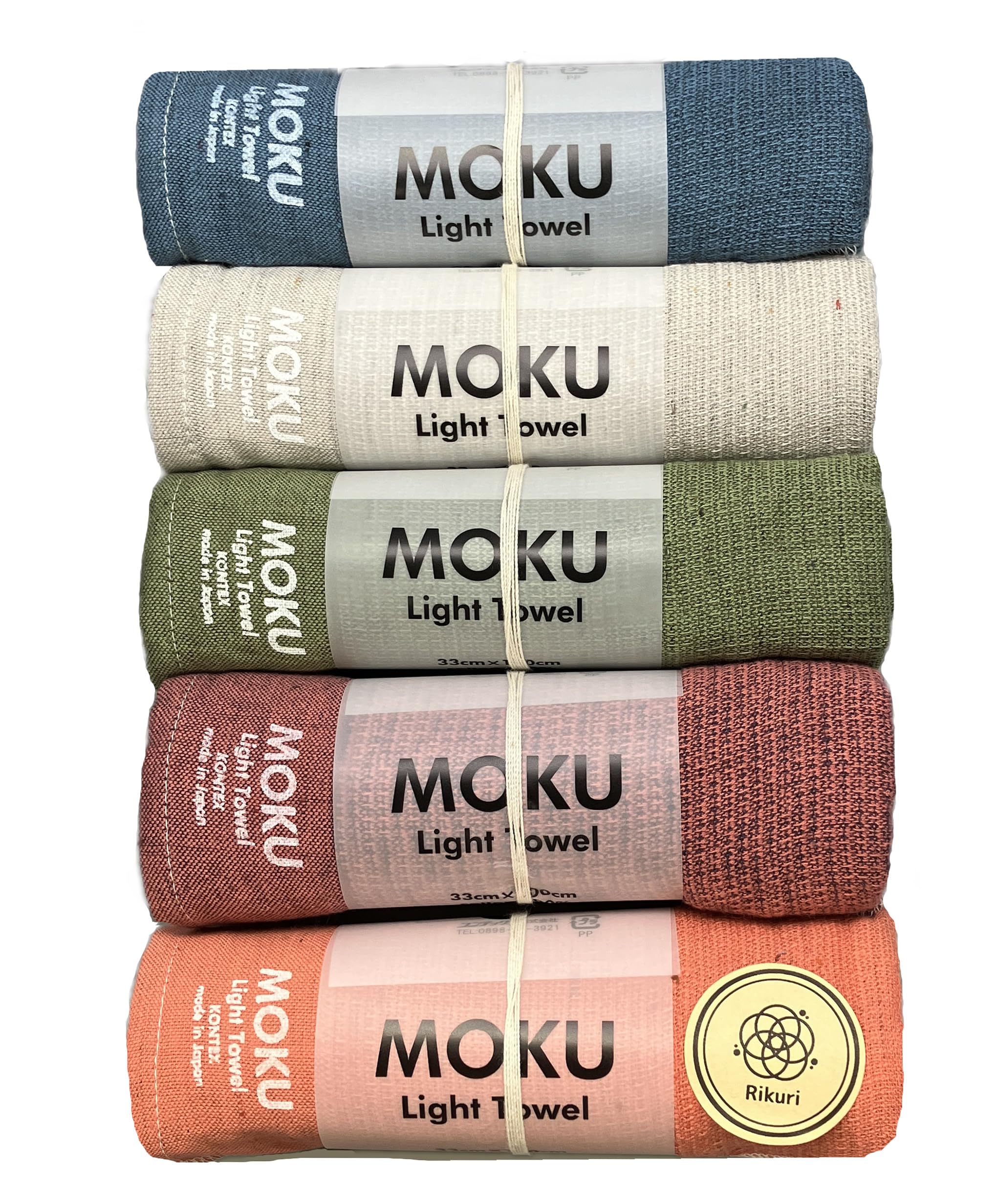 

Kontex MOKU Face Imabari 33 x Made in Japan Mandarin Taisho Romantic Towels, 5-Piece Set, Towels, 100cm, (Turquoise Blue, Almond, Green, Maroon, -