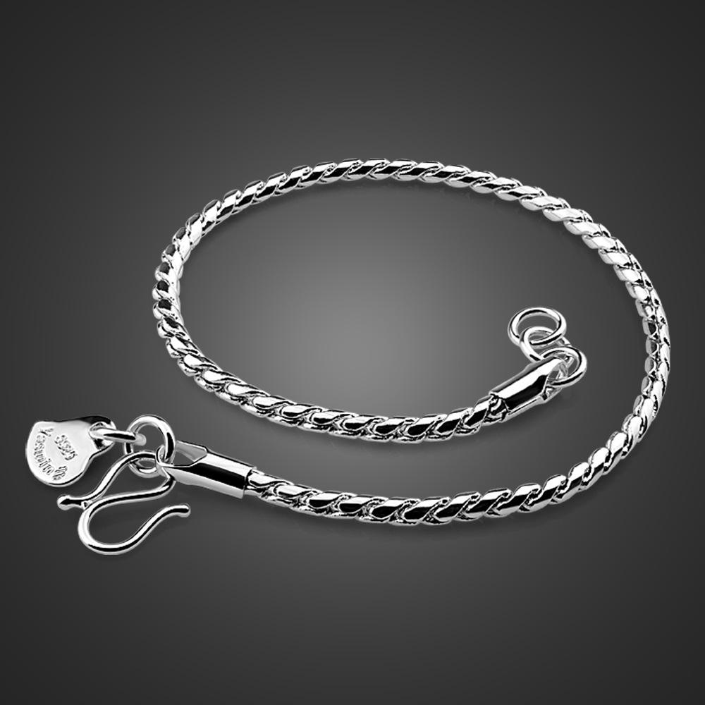 Geometric Unisex Bracelet Electroplated Platinum Simple 2.5Mm Snake Bone Chain Jewelry