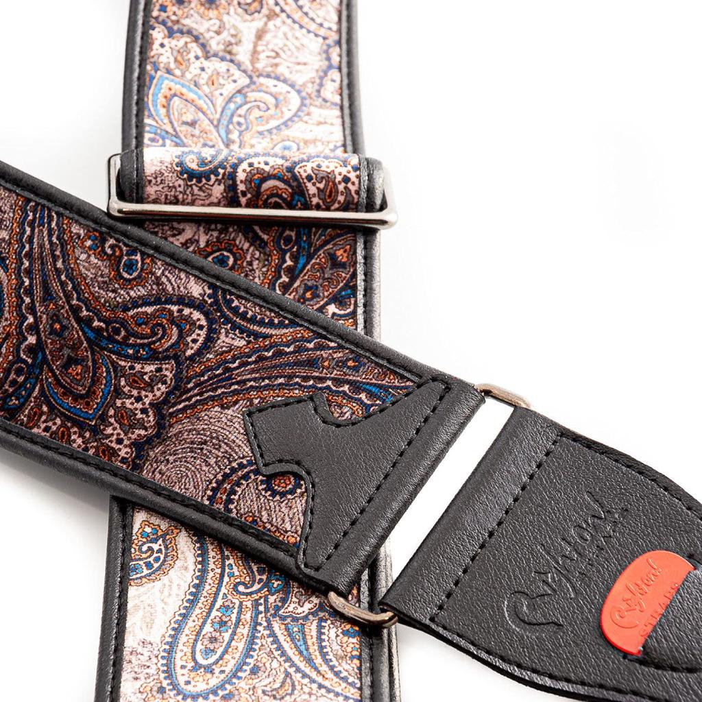 STRAPS Guitar 7cm PAISLEY Brown RightOn! Strap, Wide, 95-150cm Long, VELVET-60