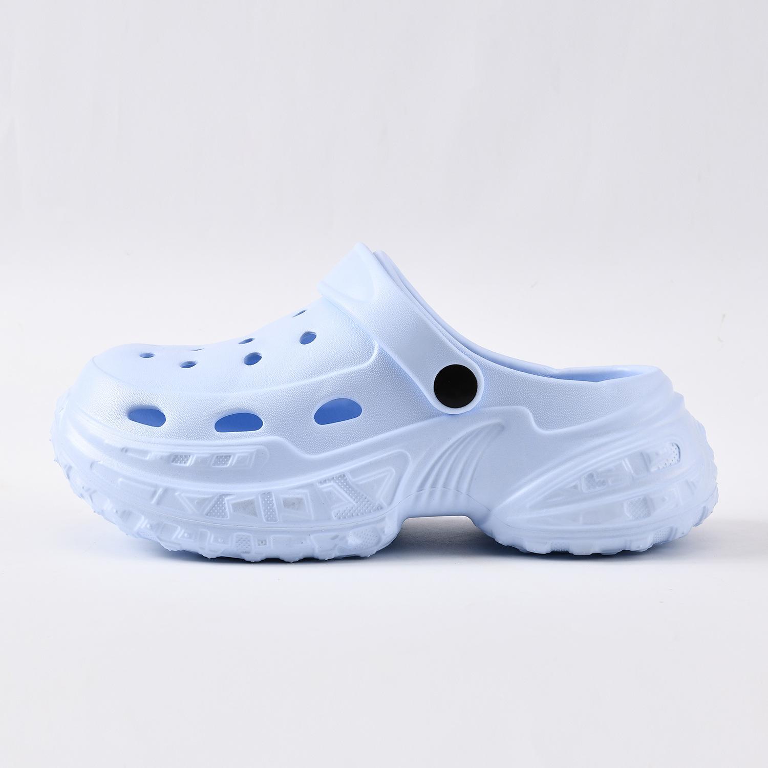 

Женские летние шлепанцы с толстой подошвой, с отверстиями, новые, нескользящие и дезодорирующие, из ЭВА, для офиса, с закрытым носком, женская уличная обувь 39-40 светло-синий