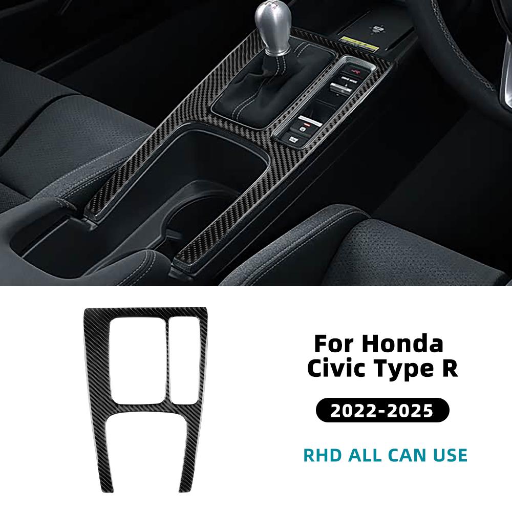 Für Honda Civic Type R 11. FL5 2024 2025 Echter weicher Kohlefaser-Aufkleber LHD RHD Auto-Schaltknauf-Panel Innenverkleidung