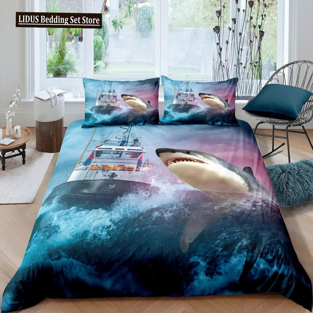 Pirate Duvet Cover Set Queen Sailboat Comforter Set Nautical Ocean Bedding Set Cool Style Quilt Co