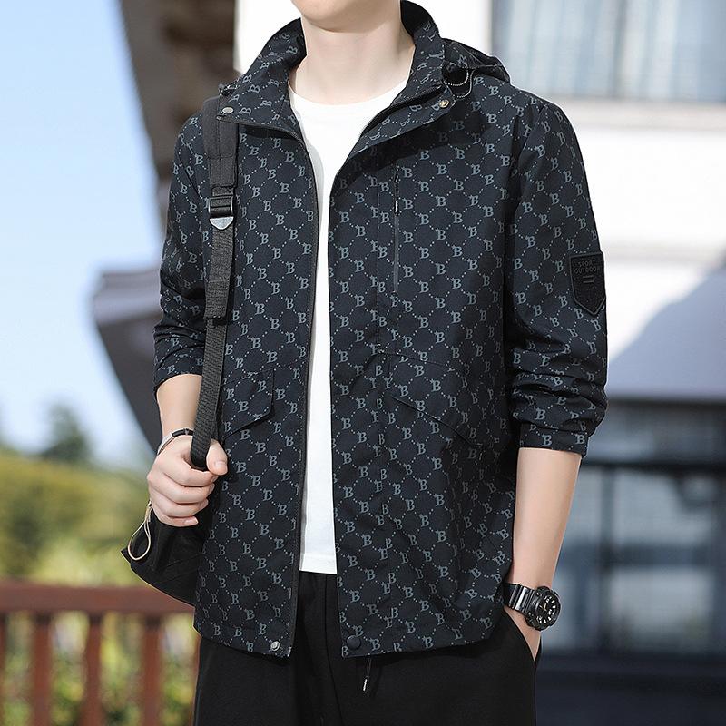 Fashion Hooded Men's Jacket Spring and Autumn New Handsome Trend Clothes Casual Jacket