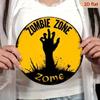Zombie Zone Halloween Metal Sign Vintage Spooky Decor Hand Painted 8x8 Inch Round