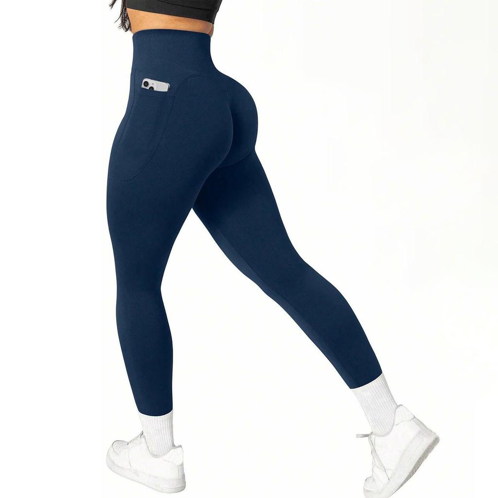 Plus Size High Waist Yoga Pants with Side Pockets - Women's Sports Leggings