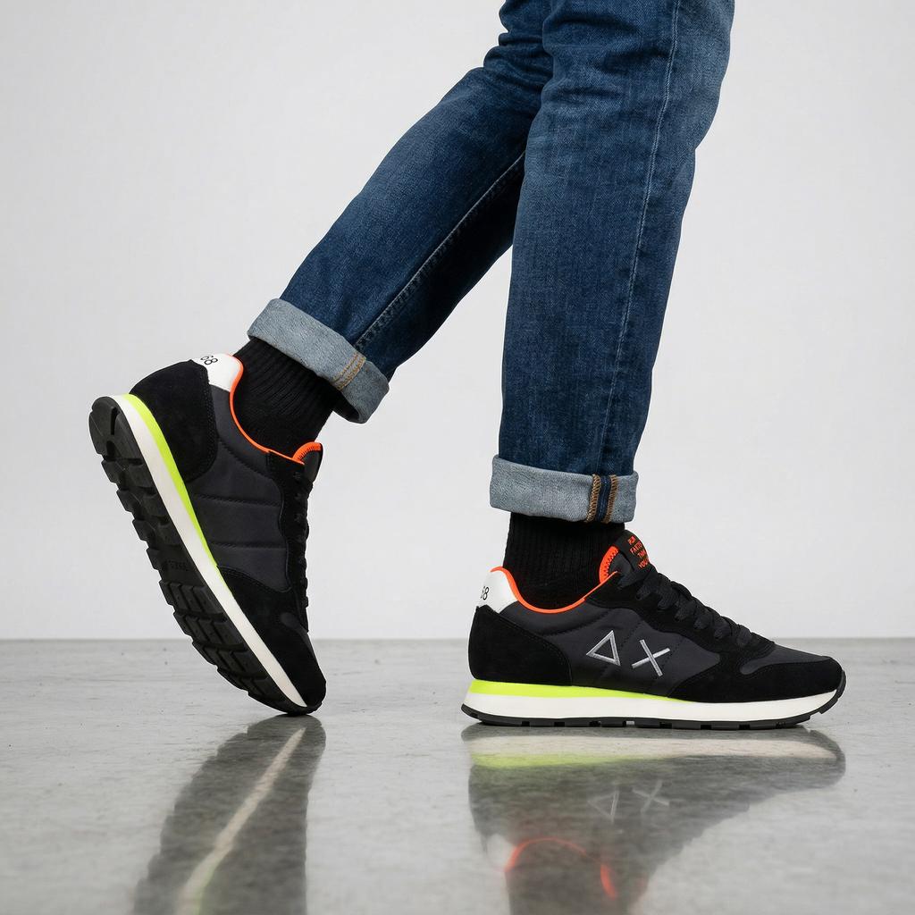 SUN68 Tom Fluo - Herren Sneakers Schuhe Schwarz Z36102-11 ORIGINAL