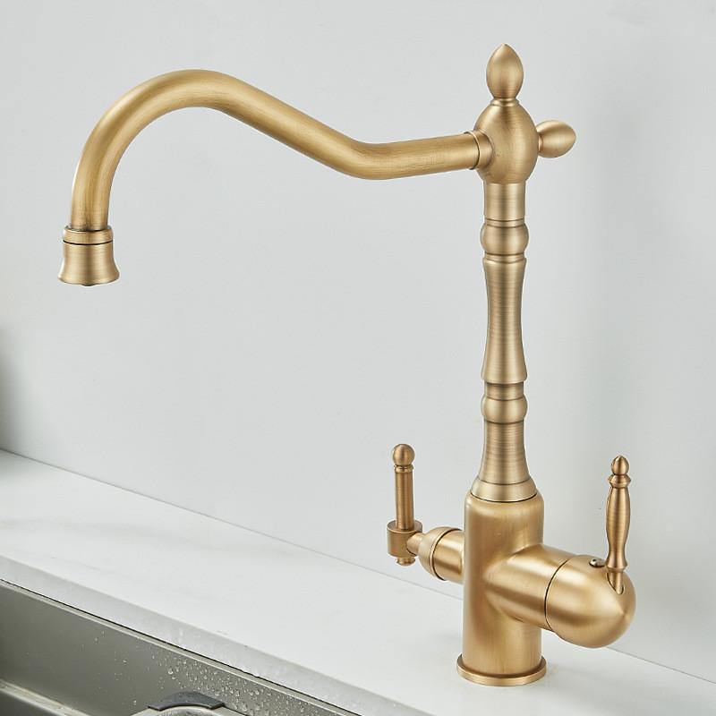 Tuqiu Gold Basin Faucet with Direct Driking Black Sink Tap Antique Water Tap Hot  Cold Mitigeur Salle De Basin Mixer Faucet