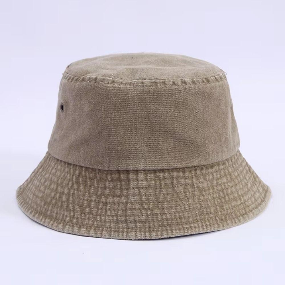 Solid Color Bucket Hat Wide Edge Sun Hat Vintage Fisherman Hat  Beach Activities