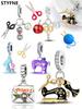 Charms Plata Sewing Machine Coffee Machine Beads Charm Copper Plated Fit Charms Original Bracelet For Jewelry Making Diy Charm