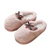 New autumn and winter cotton slippers cotton-filled wool splicing plaid belt bow non-slip warm cotton slippers