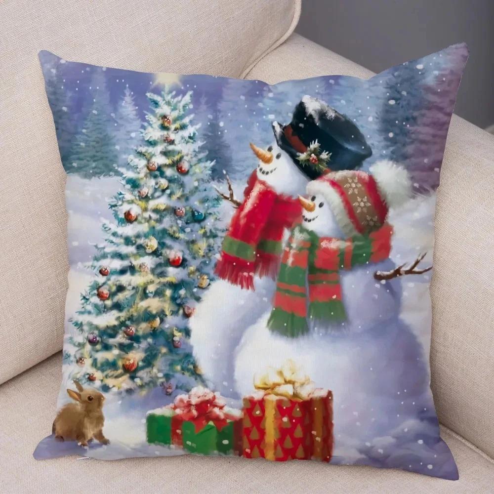 Christmas Themed Pillowcases Car Accessories Office Santa Claus Living Room Sofa Home Pillowcases